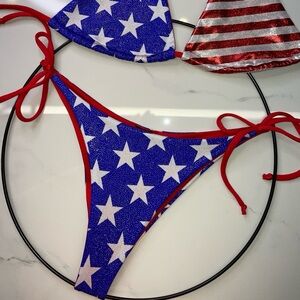 Demon Bikini Handmade Tie Side Star-Spangled Cheeky Bikini Bottom Swim USA